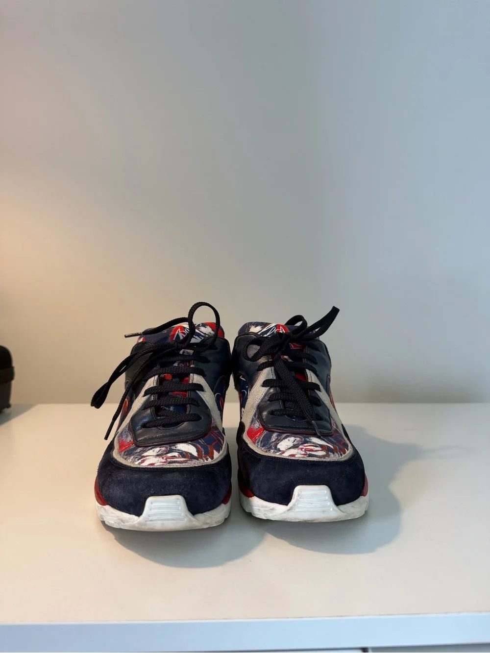 Chanel Navy & Red Logo Sneakers